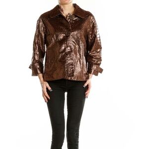 Birch Hill Bronze Metallic Crocodile-Textured Jacket